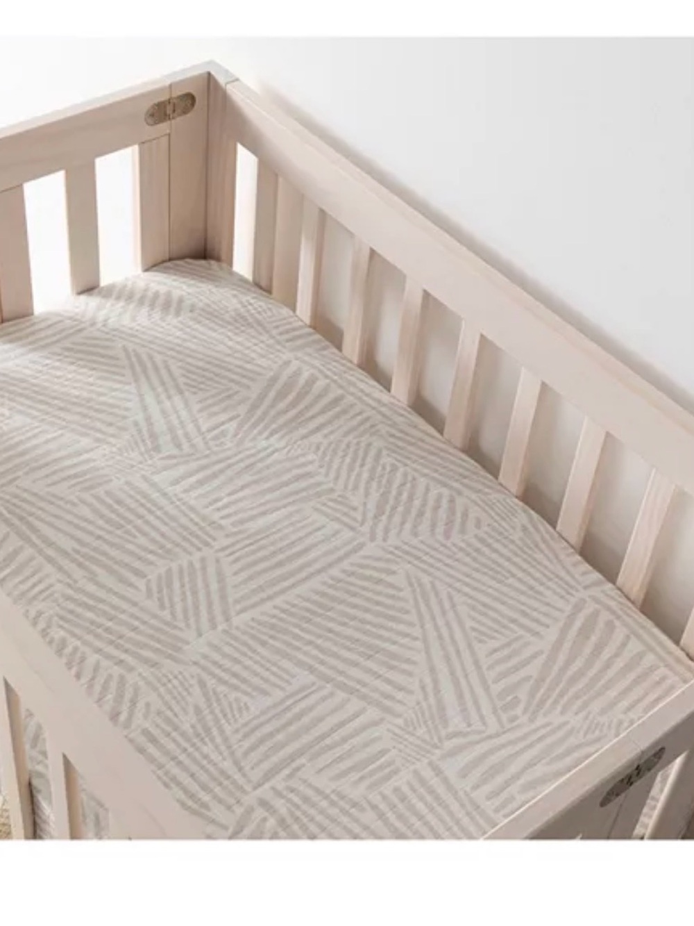 Three Babyletto Mini Crib Muslin Sheets in Oat Stripe